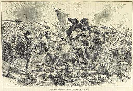 The charge of the Cameron Jacobite forces at the Battle of Killiecrankie from British Battles on Land and Sea, volume 1, 1873.