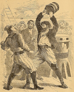 Kidd striking William Moore with a bucket in New England Legends, 1871.