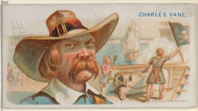 Charles Vane, Defying the Governor, from the Pirates of the Spanish Main series for Allen & Ginter Cigarettes (1888).
