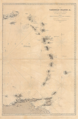 Map of the Caribbean Islands from 1884.