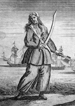 Ann Bonny convicted of Piracy Novr. 28th. 1720 at a Court of Vice Admiralty held at St. Jago de la Vega in a Island of Jamaica.:a copper engraving from 1724.