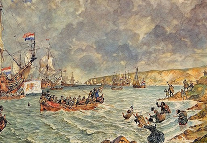 William of Orange III and his Dutch army land in Brixham, painted between 1885 and 1933.