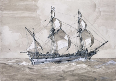 Golden Hind by George Robinson painted after 1876.