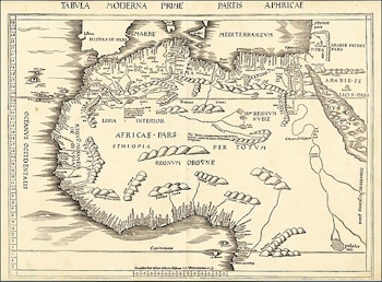 1513 map of North Africa by Martin Waldseemüller.