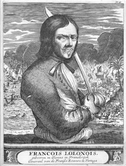 François l'Olonnais from De Americaensche Zeerovers book by Alexandre Olivier Exquemelin, 1678.