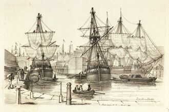 London Docks by Henry Moses, 1825.