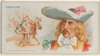 Sawkins, Boarding Peralta's Ship, from the Pirates of the Spanish Main series (N19) for Allen & Ginter Cigarettes, circa 1888.